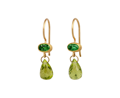 Tsavorite Garnet and Peridot Apple and Eve Earrings