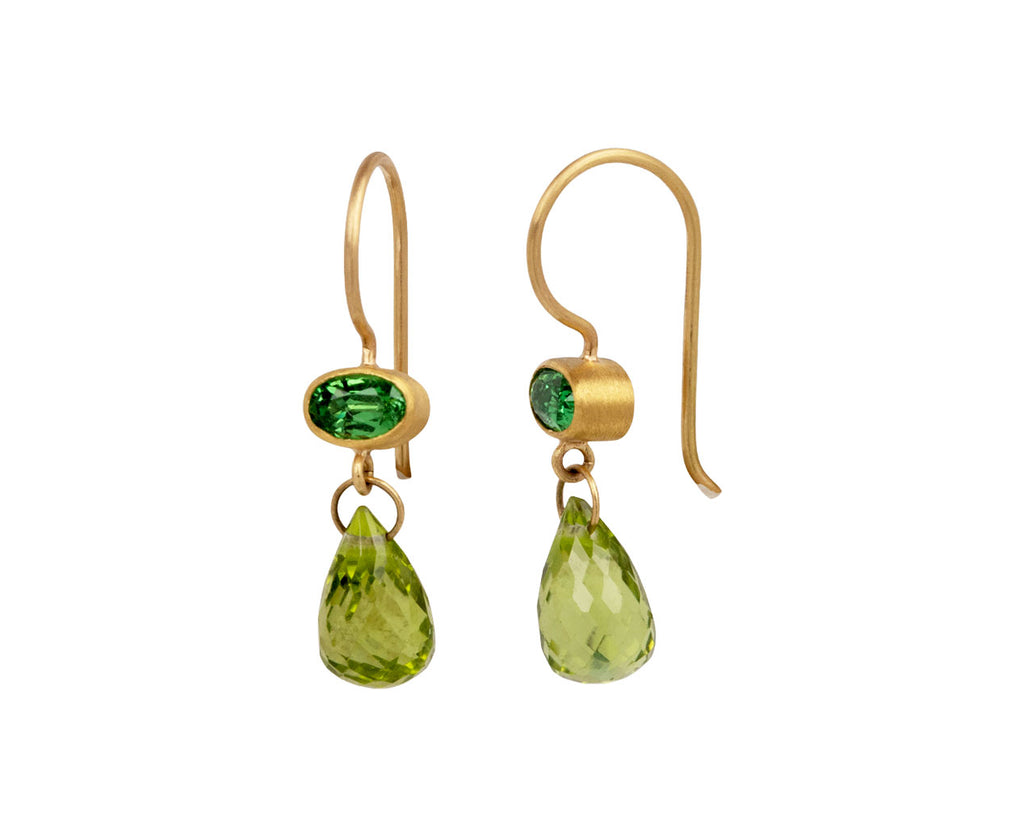 Tsavorite Garnet and Peridot Apple and Eve Earrings