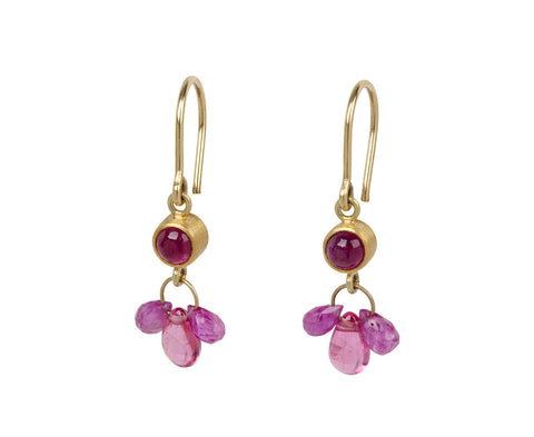 Ruby and Pink Spinel Briolette Earrings