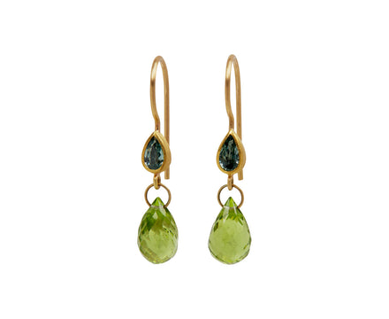 Moss Sapphire and Peridot Apple & Eve Earrings