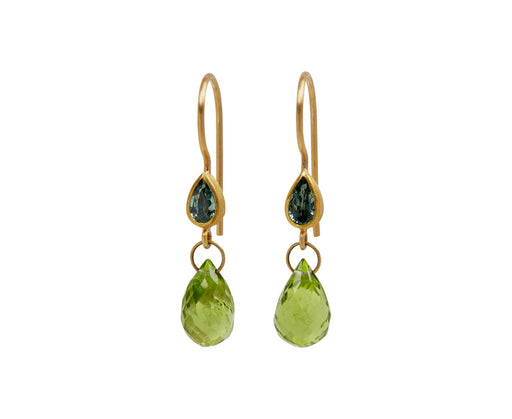 Moss Sapphire and Peridot Apple & Eve Earrings