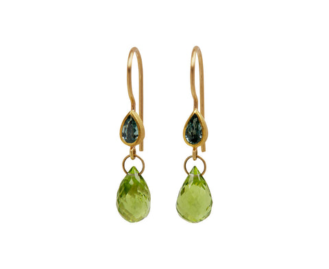 Moss Sapphire and Peridot Apple & Eve Earrings
