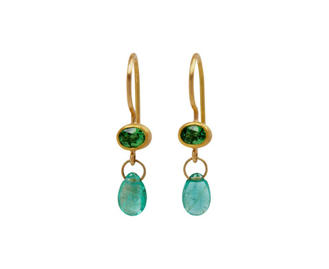 Tsavorite and Emerald Apple & Eve Earrings