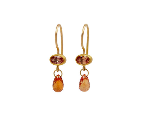 Double Orange Sapphire Apple & Eve Earrings