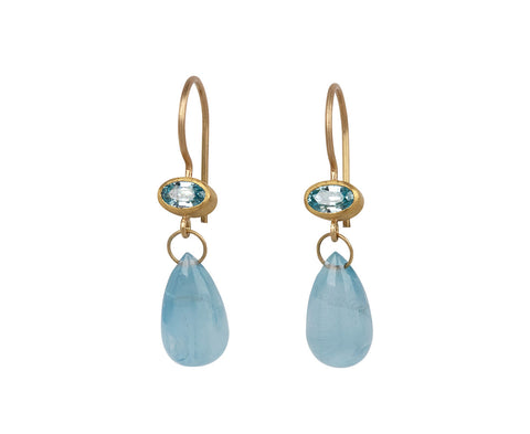 Light Blue Zircon and Aquamarine Apple and Eve Earrings