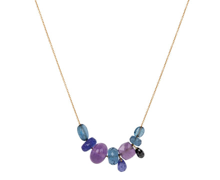 Purple and Blue Mixed Gem Collage Necklace