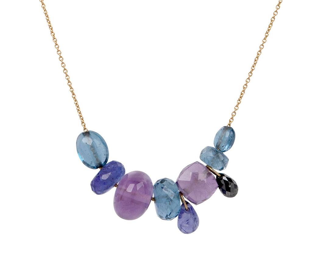 Purple and Blue Mixed Gem Collage Necklace