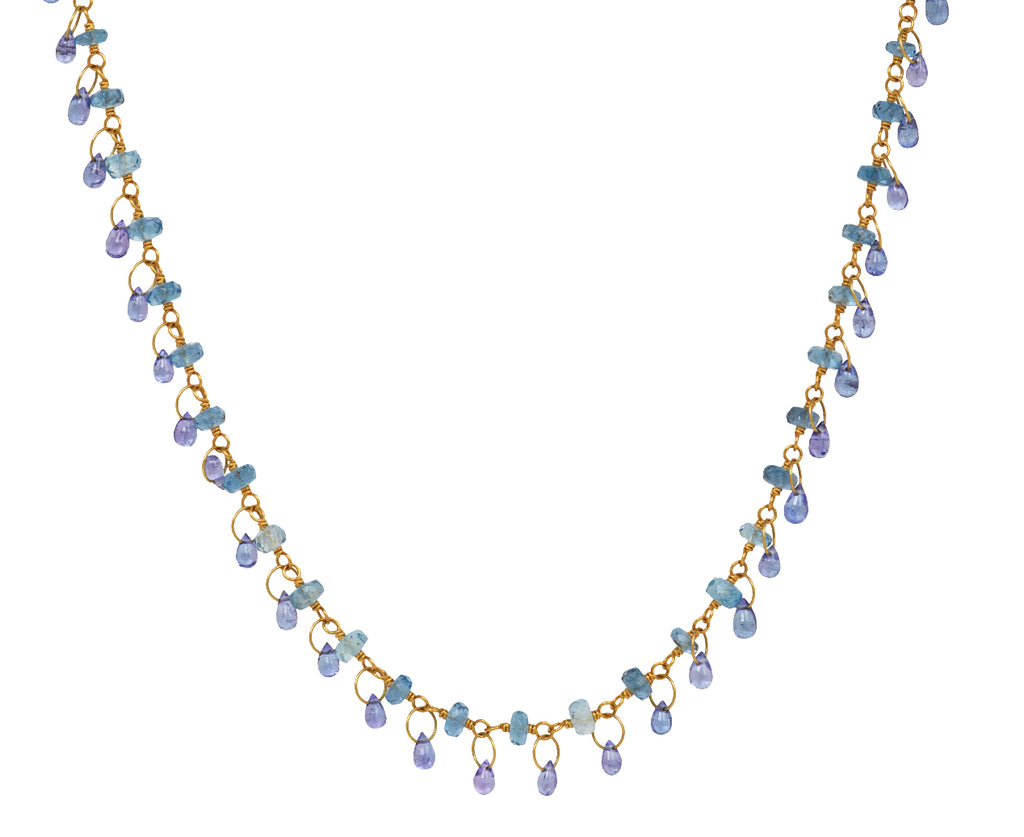 Aquamarine and Tanzanite Spun Sugar Briolette Necklace - TWISTonline 