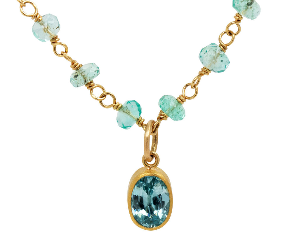 Mallary Marks Emerald and Light Blue Zircon Spun Sugar Necklace