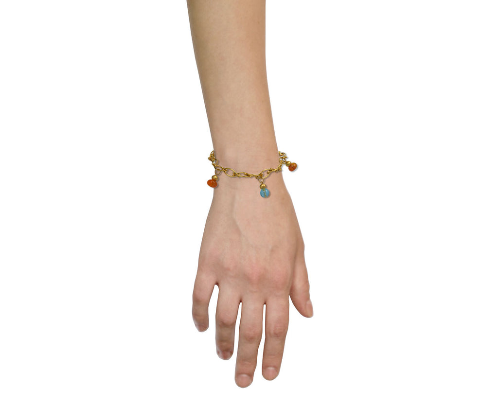 Bird's Nest Bracelet with Gemstone Drops