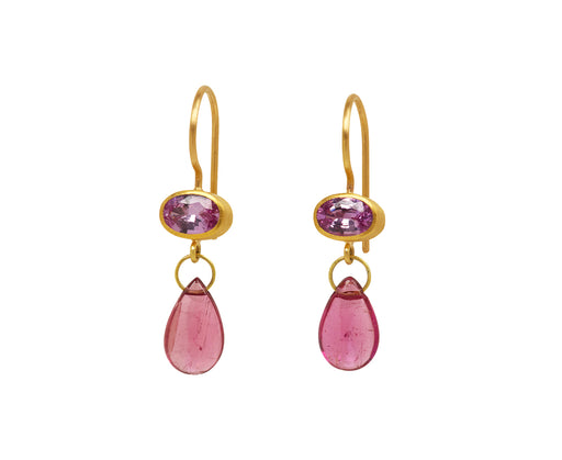 Pink Sapphire and Pink Tourmaline Apple and Eve Earrings - TWISTonline 