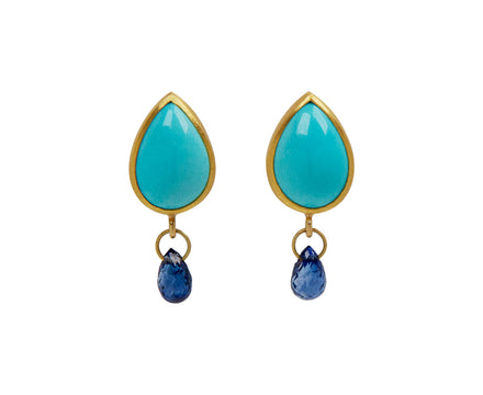 Turquoise and Blue Sapphire Apple and Eve Stud Earrings