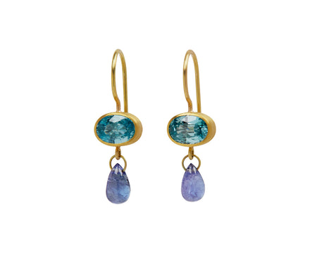 Light Blue Zircon and Tanzanite Apple and Eve Earrings