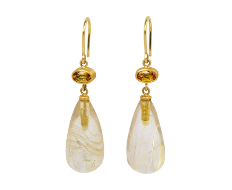 Yellow Sapphire and Rutilated Quartz Apple and Eve Earrings