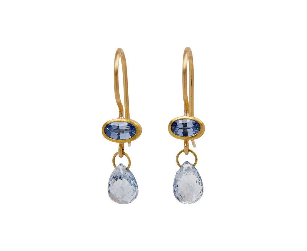 Double Light Blue Sapphire Apple & Eve Earrings