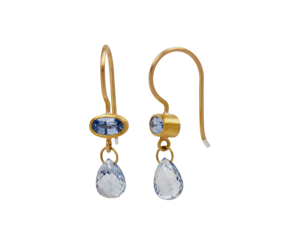 Double Light Blue Sapphire Apple & Eve Earrings