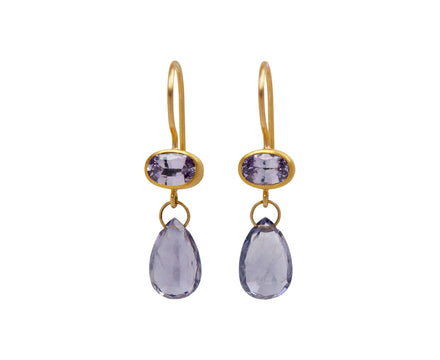 Lavender Sapphire and Iolite Apple and Eve Earrings