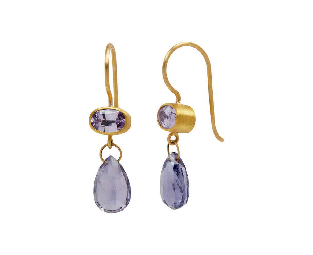 Lavender Sapphire and Iolite Apple and Eve Earrings