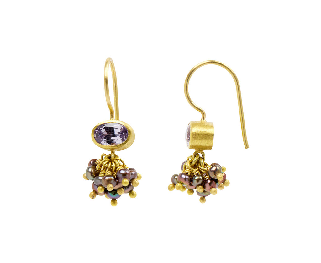 Lavender Sapphire and Pearl Sprinkle Earrings