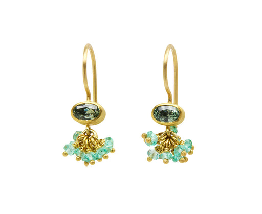 Moss Sapphire and Emerald Spinkle Earrings