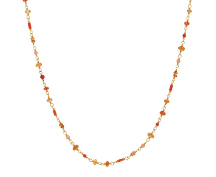 Coral and Mandarin Garnet Spun Sugar Necklace