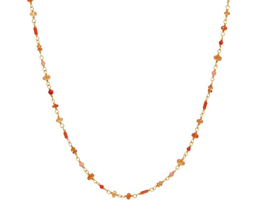 Coral and Mandarin Garnet Spun Sugar Necklace
