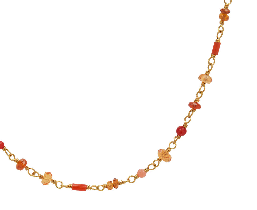 Coral and Mandarin Garnet Spun Sugar Necklace