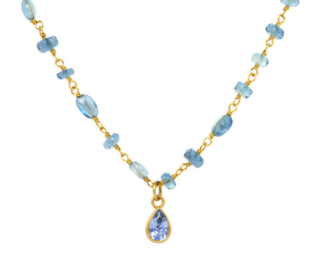 Aquamarine and Ceylon Sapphire Spun Sugar Necklace