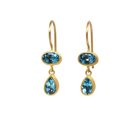Double Aquamarine Apple and Eve Earrings