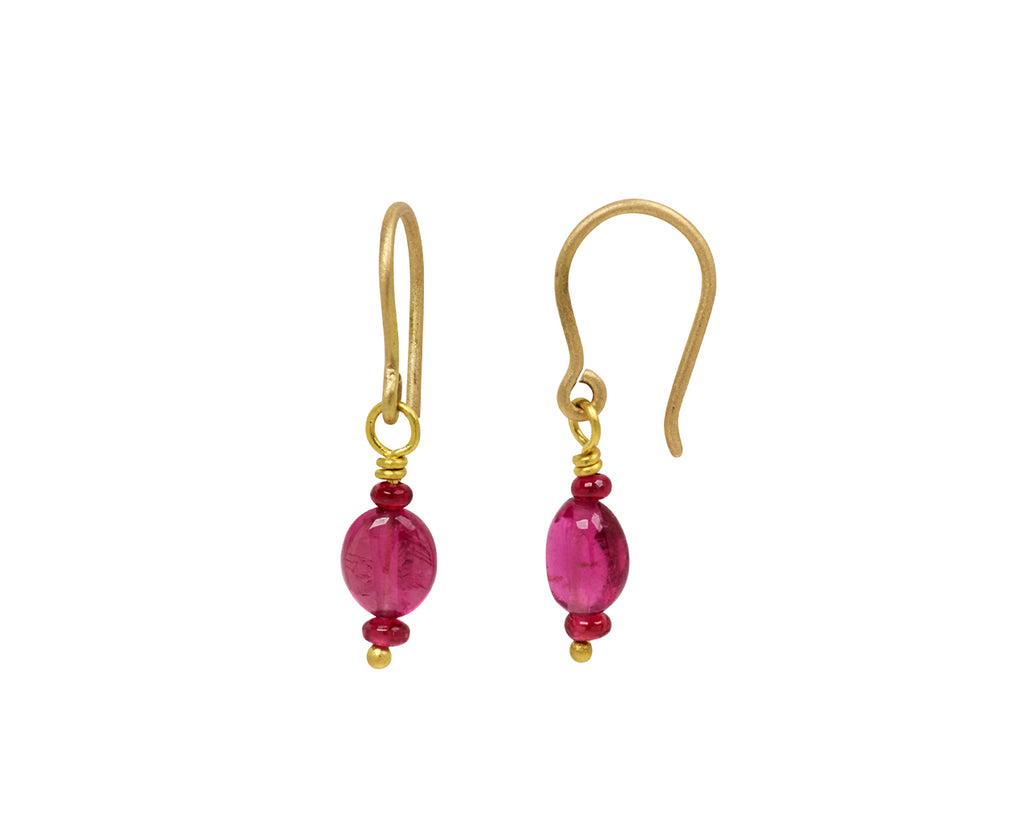Mallary Marks Spun Sugar Rubellite and Spinel Earrings - Side View