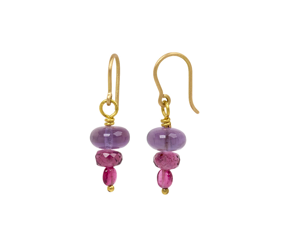 Mallary Marks Spun Sugar Multi Gem Earrings - Closeup Side View