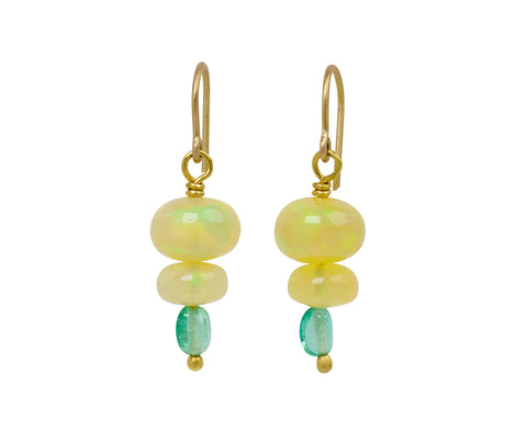 Mallary Marks Spun Sugar Opal and Emerald Earrings