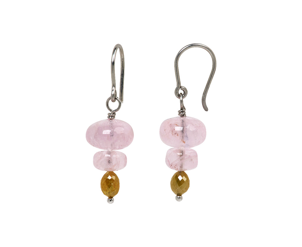 Mallary Marks Spun Sugar Morganite and Yellow Diamond Earrings - Side View