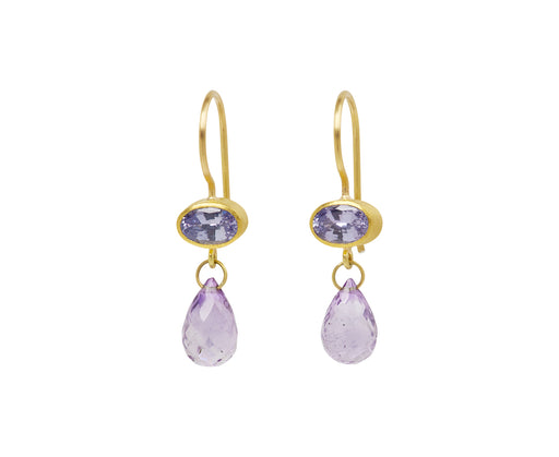 Oval Purple Sapphire and Amethyst Apple and Eve Earrings
