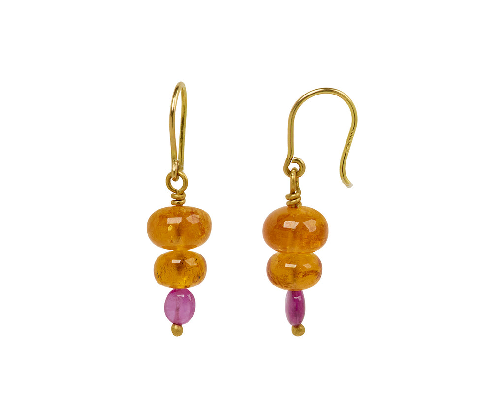 Mallary Marks Spun Sugar Garnet and Ruby Earrings - Side View