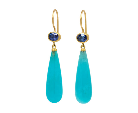 Mallary Marks Blue Sapphire and Amazonite Apple and Eve Earrings