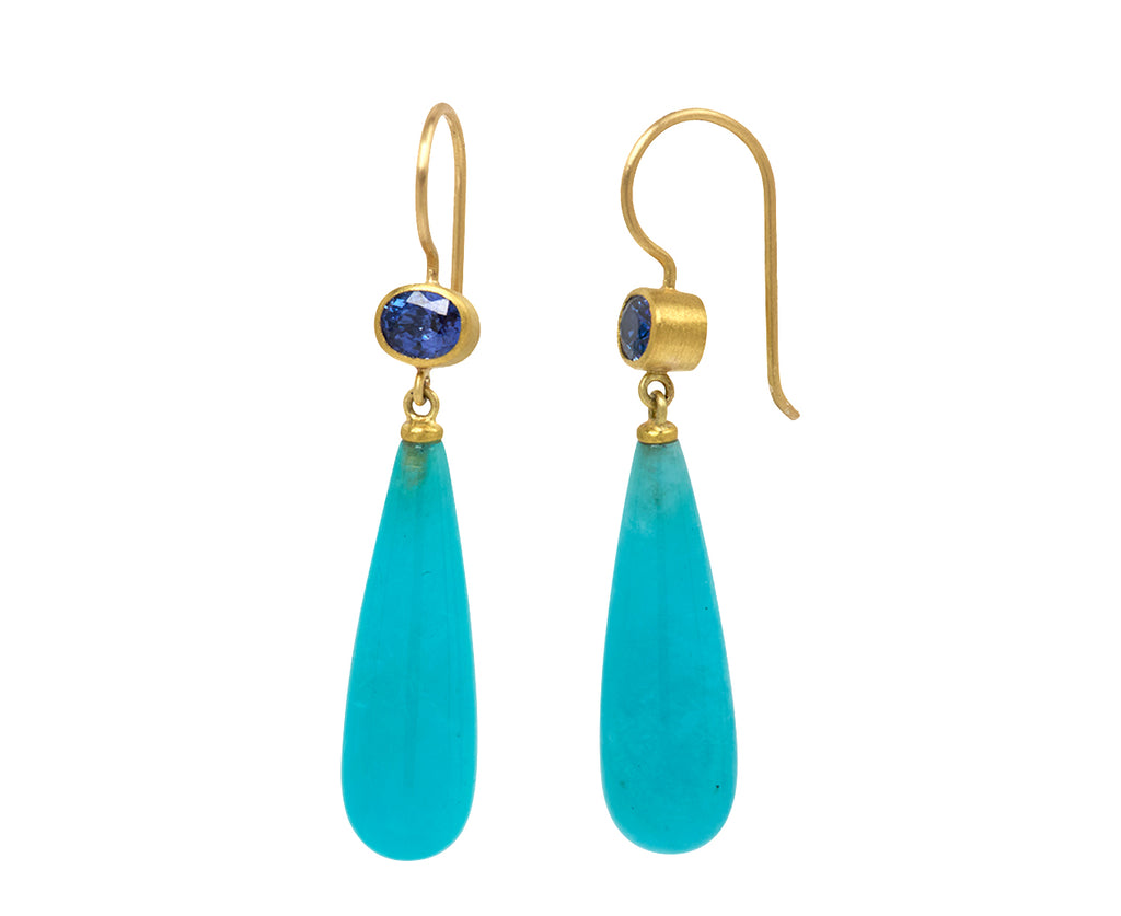 Mallary Marks Blue Sapphire and Amazonite Apple and Eve Earrings - Side View