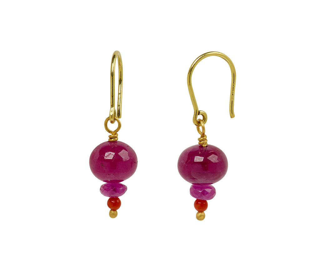 Mallary Marks Spun Sugar Ruby and Coral Earrings - Side View