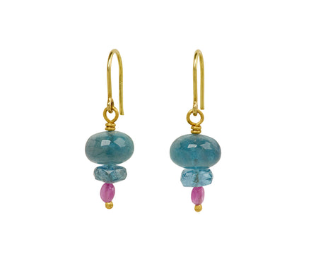 Mallary Marks Spun Sugar Aquamarine and Ruby Earrings