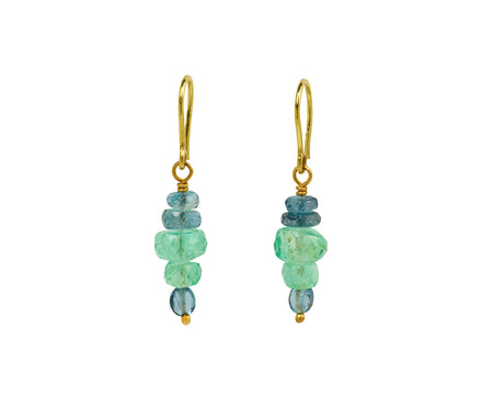 Mallary Marks Spun Sugar Aquamarine and Emerald Earrings