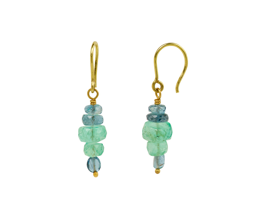 Mallary Marks Spun Sugar Aquamarine and Emerald Earrings - Side View