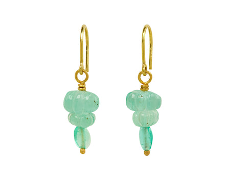 Mallary Marks Spun Sugar Carved Emerald and Smooth Earrings