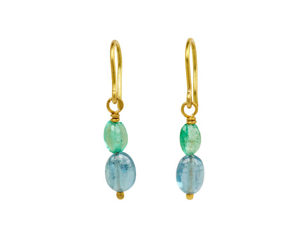 Mallary Marks Spun Sugar Aquamarine and Emerald Earrings