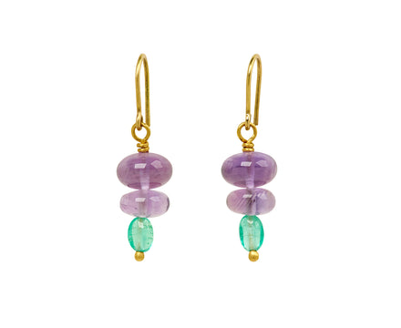 Mallary Marks Spun Sugar Amethyst and Emerald Earrings