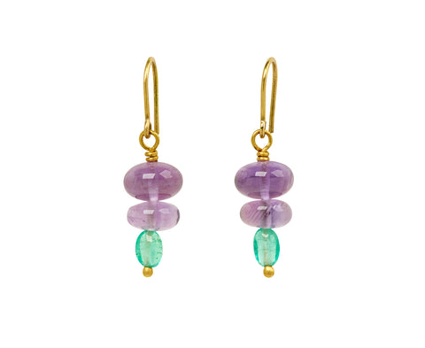 Mallary Marks Spun Sugar Amethyst and Emerald Earrings