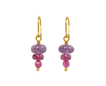 Mallary Marks Spun Sugar Garnet, Amethyst and Rubellite Earrings