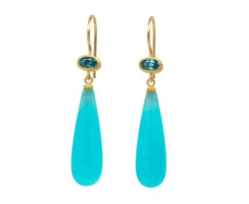 Light Blue Zircon and Amazonite Apple and Eve Earrings