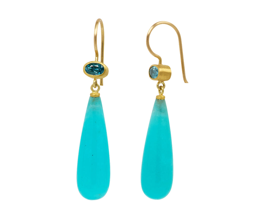 Light Blue Zircon and Amazonite Apple and Eve Earrings