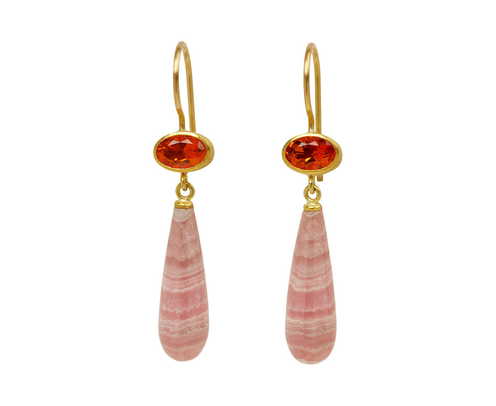 Fire Opal and Rhodochrosite Apple and Eve Earrings