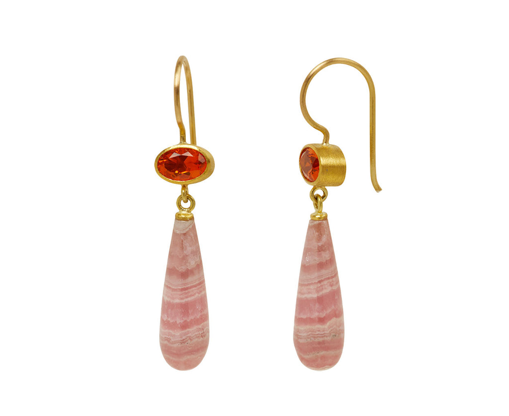 Fire Opal and Rhodochrosite Apple and Eve Earrings
